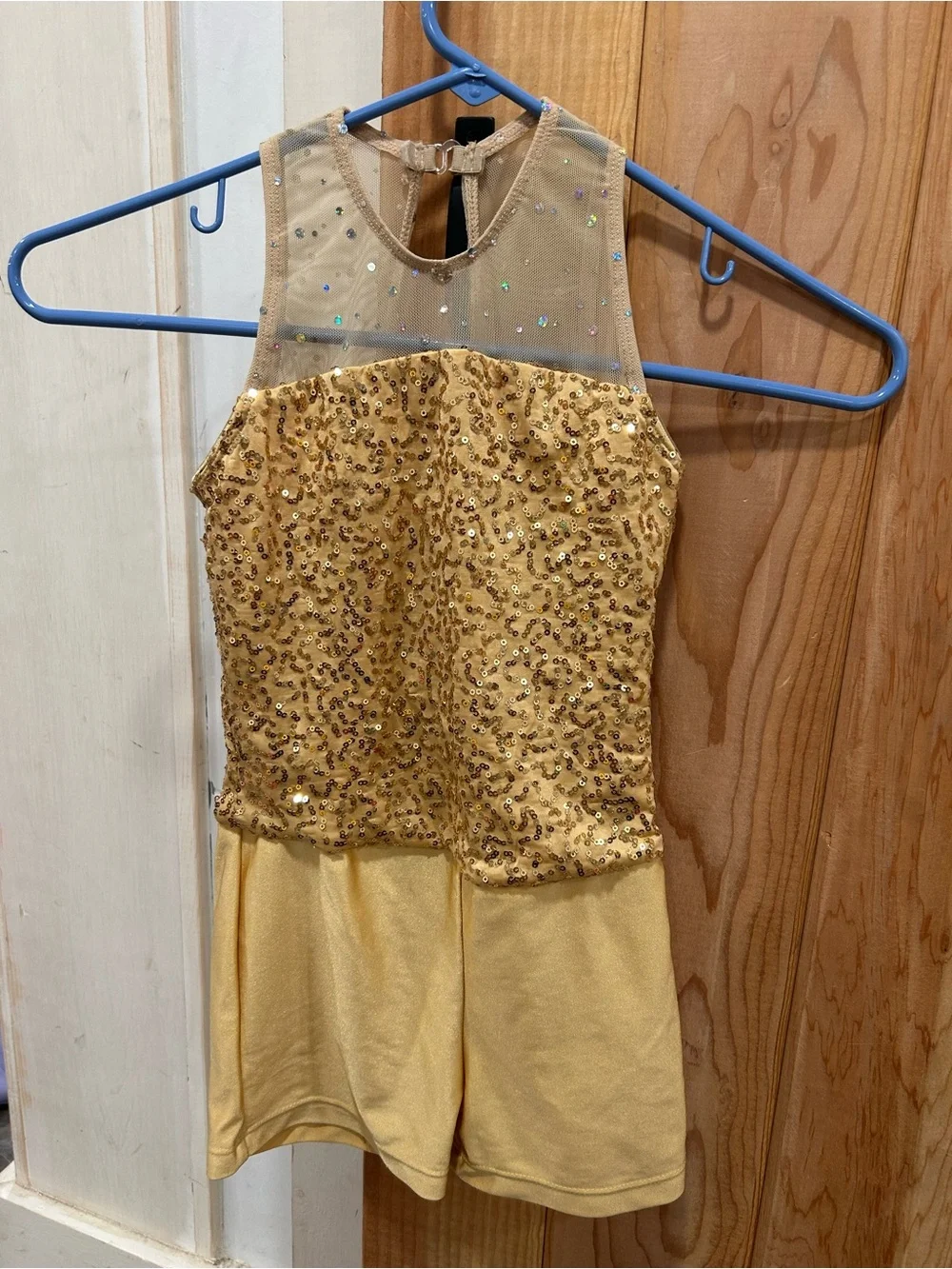Yellow Sequin Halter Romper